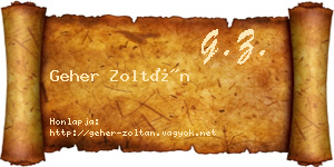 Geher Zoltán névjegykártya